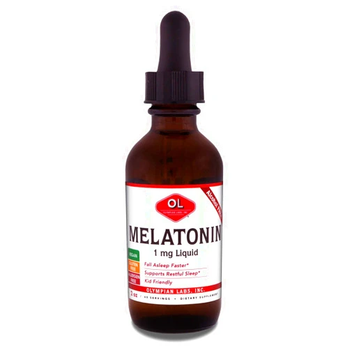 Olympian Labs Liquid Melatonin 1mg, 2 Ounce, Fall Asleep Naturally, Alcohol Free