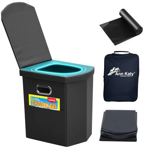 Ann Katy Upgrade XL Portable Toilet for Adults, Extra Large Portable Travel Floding Toilet, Camping Tall Toilets with Lid for Adults and Kids Compact Potty for Car,Hiking,Beach and Camping