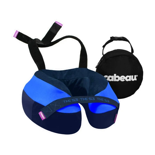 Cabeau Travel Neck Pillows for Airplanes – The Neck’s Evolution, TNE S3 – Supportive Memory Foam Design for Long Haul Flights – Attachable Seat Straps and 360° Support (Sydney Blue)