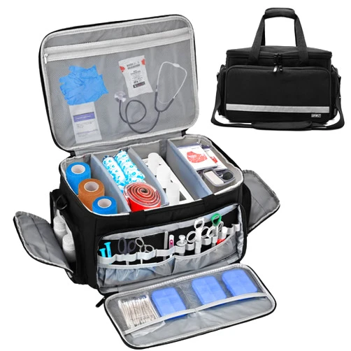 LEFOR·Z Medical Bag Home Health Nurse Bag Empty First Aid Storage Bag with Detachable Divider Medical Supplies Bag for Nursing Student,Therapist,Doctors