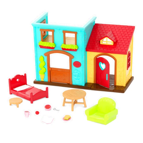 Li'l Woodzeez Li’l Woodzeez – Li'l Nextdoor Neighbors Townhouse Set - 12 Pcs Dollhouse Playset Including Furnitures, Accessories & Pretend Play Food - Gift Toy for Kids Age 3+