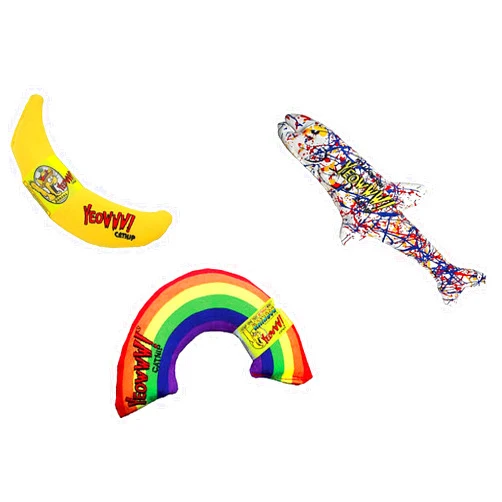 Yeowww! 100% Organic Catnip Variety Pack of Rainbow, Banana & Pollock Fish