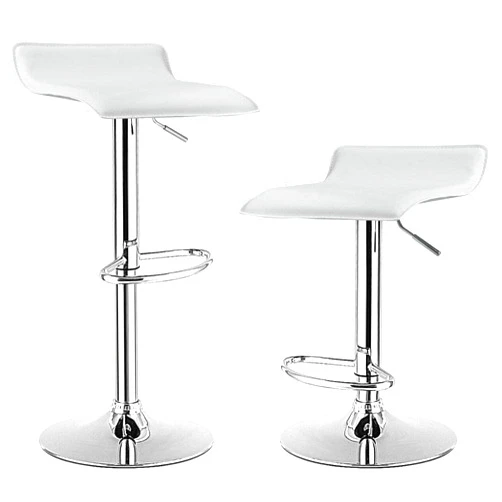 HAPPYGRILL Bar Stools Set of 2, Adjustable Swivel Bar Stool Contemporary PU Leather Backless Dining Chair with Chrome Base, Footrests, Counter Height Bar Stools for Kitchen Island, Cafe, Pub