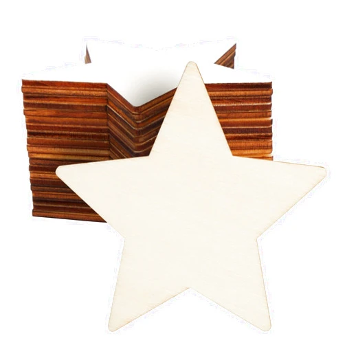 Juvale Wood Stars for Crafts, Unfinished Wooden Cutouts for DIY Projects (3.8 Inches) 24 Pack