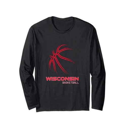 State of Wisconsin Merch Souvenir & Gifts Co. Basketball WI Love The Badger State Souvenir Wisconsin Hoops Long Sleeve T-Shirt