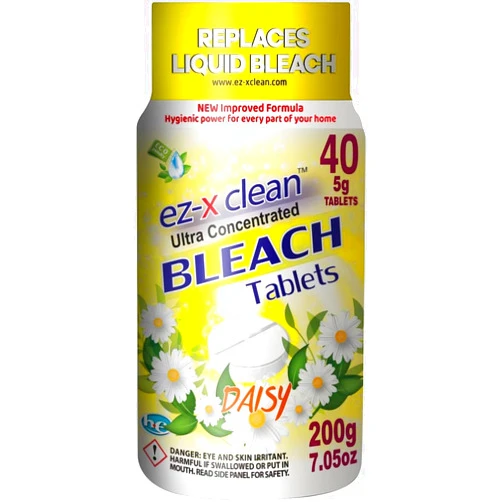 EZ-X CLEAN Ultra Concentrated Water Activated Bleach Tablets for Laundry and Multipurpose Cleaning. 40 Tablets 7.05 OZ Phosphate Free Replaces Liquid BLEACHES (Orange)