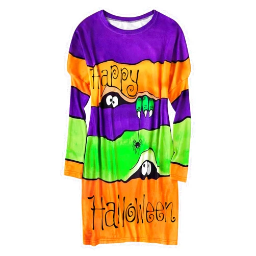 Generic Halloween Happy Halloween Color Block Western Crewneck Sweatshirts Graphic Vampire Spider Wet Long Sleeve Round Neck