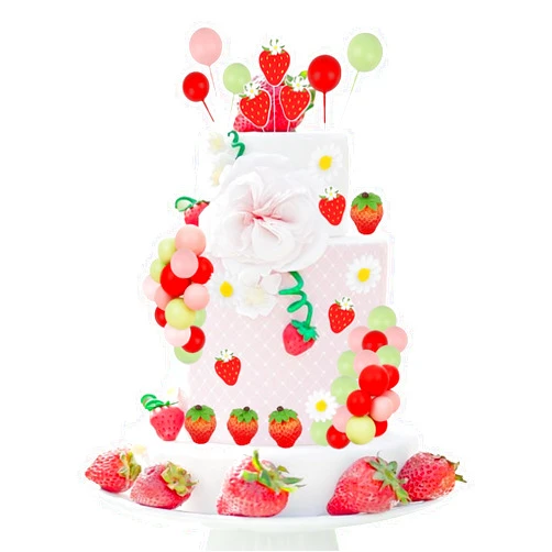 Cheereveal Strawberry Cake Figures Decorations for Girls - Strawberry Theme Birthday Cake Cupcake Toppers Ball Dessert Picks, Fruit Theme Birthday Party Baby Shower Celebration Photo Props