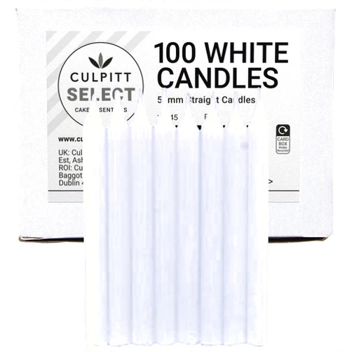 Culpitt Select White Birthday Candles, Pack of 100, 60mm Plain Celebration Cake Candles for Party, Birthday, Treats