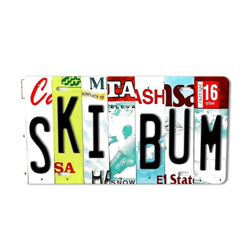 PSIAM Ski Bum Sign Unique Metal Wall Decor For Home Bar Diner Drinking Sign Funny Bar Signs Vintage Kitchen Signs 6x12 Inch Ski Resort Decoration