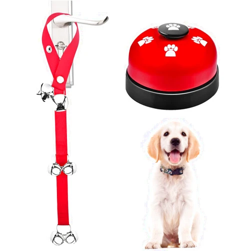 JIMEJV 2 Pack Dog Doorbells, Pet Training Bells for Go Outside Potty Training and Communication Device Large Loud Dog Bell Cat Puppy Interactive Toys Adjustable Strap Door Bell (Red)
