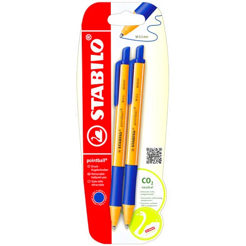 STABILO Ballpoint Pen - STABILO pointball - Pack of 2 - Blue
