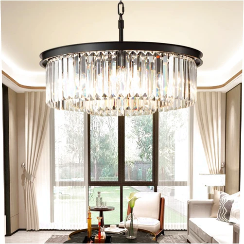 Lt-vt Black Crystal Chandeliers Modern Contemporary Ceiling Lights Fixtures Mini Chandelier 3-Tier 8 Lights Pendant Lighting Dining Room Living Room Chandelier D20(Black)