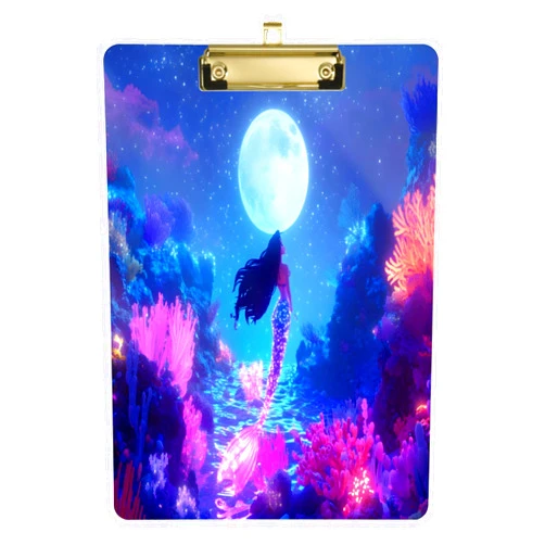 Joisal Beautiful Mermaid Sea Purple Acrylic Clipboard 9