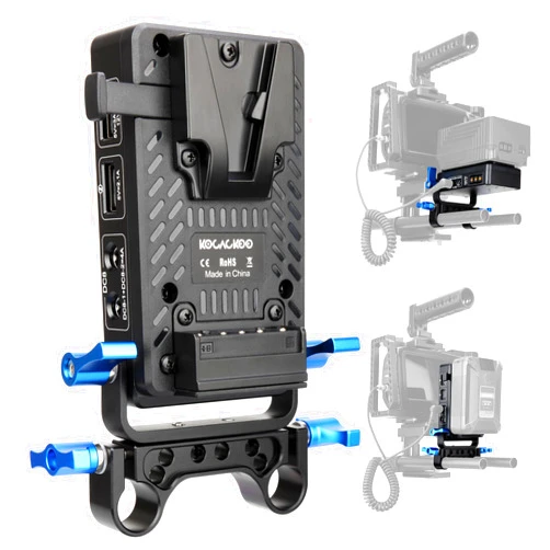 Kocackoo Mini V Mount Battery Adapter Plate with D-tap, Two DC 8V/4A, Two DC 12V/4A, USB 5V/2.1A & USB 5V/3A,9V/2A,12V/2A Output Ports, Suitable for BMPCC 4K/6K/DSLR RED Camera/Camcorders.