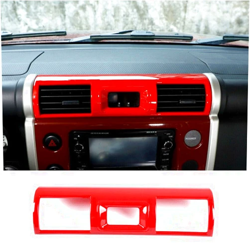 HAGEZA ABS Red Central Control Air Outlet Decorative Frame Cover Trim Fit forToyot-a FJ Cruiser 2007-2021 Car Dashboard Air Vent Molding Strip Cover
