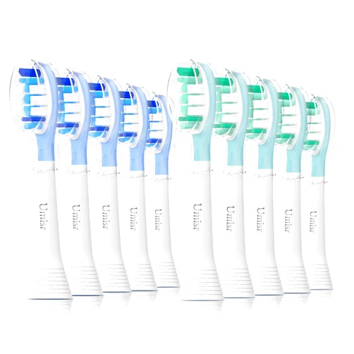 Umisr Replacement Toothbrush Heads Compatible with Philips Sonicare Electric Toothbrushes, Replacement Brush Head for Phillips Replacement Heads, 2-in-1 Effective Cleansing & Whitening, 10 Pack