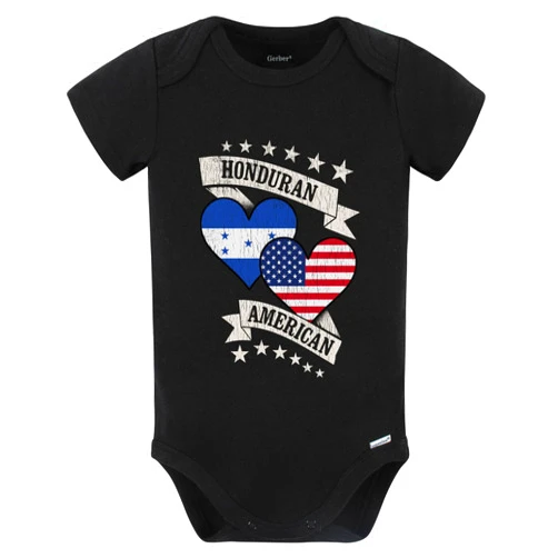 Really Awesome Shirts Honduran American Heart Flags Honduras America Baby Bodysuit (Black)