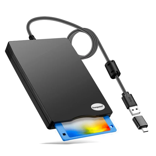 Chuanganzhuo Floppy Disk Reader, 3.5 inch External USB Type C Floppy Disk Drive for PC, Laptop and Desktop Compatible with Windows 11/10/8/7/2000/XP, Black, Frosted Texture