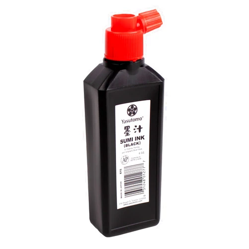 Yasutomo Bokuju Liquid Ink - 6oz Sumi Ink for Calligraphy and Artwork - Black Drawing Ink for use with Japanese Ink Brushes and Dip Pens