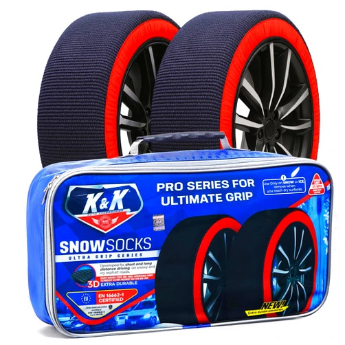 KNK Boutique K&K Auto Snow Socks for Tires – Pro Series for Ultimate Grip Approved Snow Chain Alternative Traction Device – Tire Sock for Car Sedan Coupe – Winter Travel Accessory Emergency Kit – Medium (2pcs)