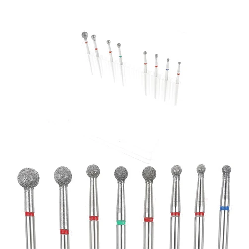 DIVINA VITAE 8 Pcs Ball Bit Nail Drill Set Carbide Diamond Drill Bits for Nails 3/32'' Cuticle Clean Nail Drill Bit Professional Safety Electric Nail File Gel Polish Head Tools Acrylic Manicure Pedicure Supplies