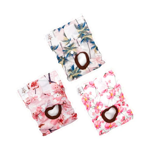 CuteBone Reusable Dog Diapers Female Small Medium Large 3 Pack Washable Doggie Diapers Puppy Period Pants for Doggy Heat Cycle Peeing D23L