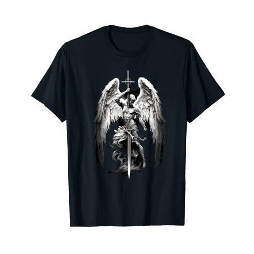 Artozen Apparel God's Angel Gabriel Archangel with Sword, Cross and Wings. T-Shirt