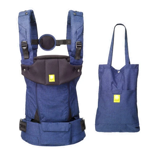 LILLEbaby LÍLLÉbaby Serenity 6-in-1 Ergonomic Baby Carrier, Newborn to Toddler, Lumbar Support with Convertible Tote, Indigo