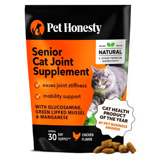 Pet Honesty Cat Hip & Joint Health Crunchy & Creamy Chews - Cat Joint Support Supplement with Glucosamine, Health Supplies & Hip Support for Indoor & Outdoor Cats (Chicken 30-Day Supply)