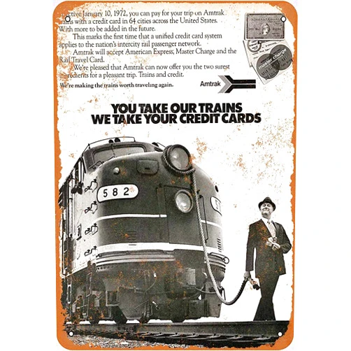 Qionghaimianyangshagnmaoyouxiangongsi Amtrak Trains Vintage Look Metal Sign Wall Decor 8X12 Inch