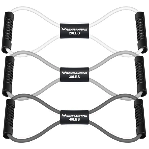 RENRANRING Figure 8 Fitness Resistance Bands with Handles - Exercise Tube Band Set of 3 for Arm and Shoulder Stretch, Rope 8 Word Elastic for Women and Men