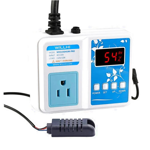WILLHI 10A Digital Humidity Controller Hygrometer 110V WH1436HUM-PRO Humidistat Switch for Mushroom Greenhouse Grow Tent Home Brewing Reptile Planting Humidifier Dehumidifier