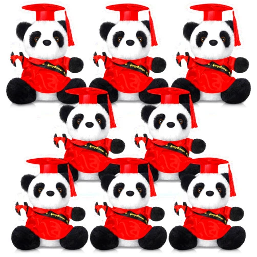 Sotiff 8 Pcs 8'' Graduation Plush Panda Bear Gift Class of 2024 Graduation Stuffed Animals with Bachelor Gown Graduation Plush Cute Bear Graduation Congrats Grad Present for Grad Ceremony(Red)