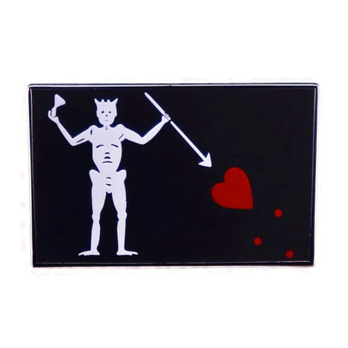 Pinstant Blackbeard Pirate Flag Skeleton Spear Heart 1.2