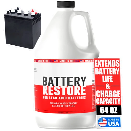 Samorillo Battery Restore For Lead Acid Batteries - Made In USA - 64oz Formulated Solution Extends Battery Life & Expands Charge Capacity - Safe & Effective For Golf Carts, Motorcycles, Boats & ATVs - Non-Toxic