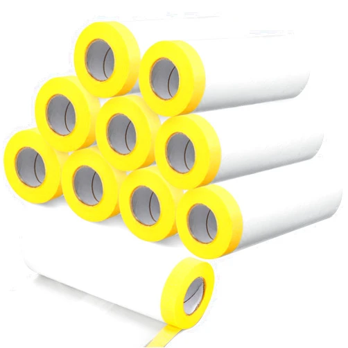 Seajan Pre Taped Masking Film Painters Plastic Film with Tape Plastic Sheeting Automotive Paint Masking Film Assorted Masking Tape Roll for Automotive Painting Covering(White, 5 x 65 Ft, 9 Roll)