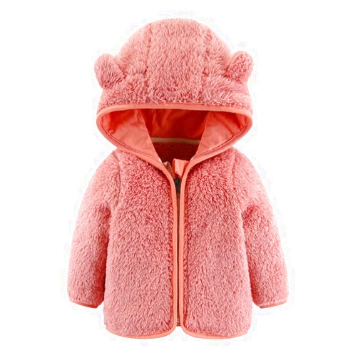 AIKSSOO Baby Girls Boys Fleece Hooded Jacket Zip Up Teddy Coat Winter Warm Bear Ear Cute Jackets Toddler Kids Outerwear