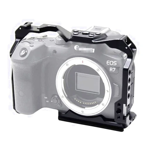 TOPCINE Camera Cage Compatible for Canon R7 EOS R7 Camera Cage with Quick Release Plate,Cold Shoe Mount for Microphone and Light