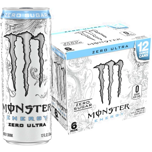Monster Energy Ultra, Zero Ultra Sugar Free Energy Drink 6 Pack, 72 Fl Oz