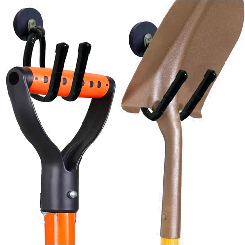 Pmsanzay 2 Pack Strong Magnetic Garage Storage Hooks, Heavy Duty Magnet Organizer Hooks with Rubber Coating for Garden Tools, Hose,Workshop,Pool Tools,for Indoor & Outdoor Hanging (Black)
