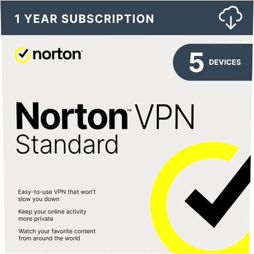 Norton VPN Standard for up to 5 Devices, Keep your online activity more private with a fast and reliable VPN (Download)