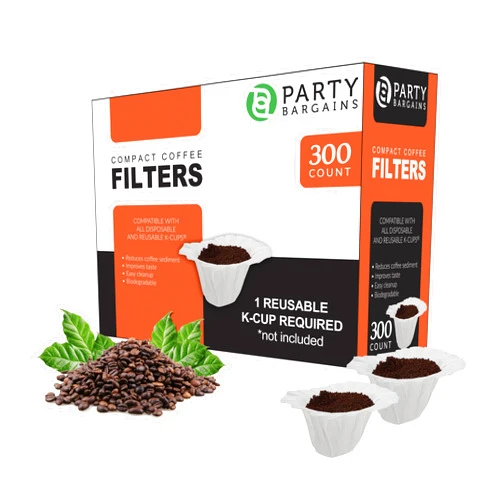 Party Bargains 300 Paper Coffee Filters - Compact Design Single-Use Coffee Filter for Keurig 1.0 & 2.0. Perfect Size and Quantity