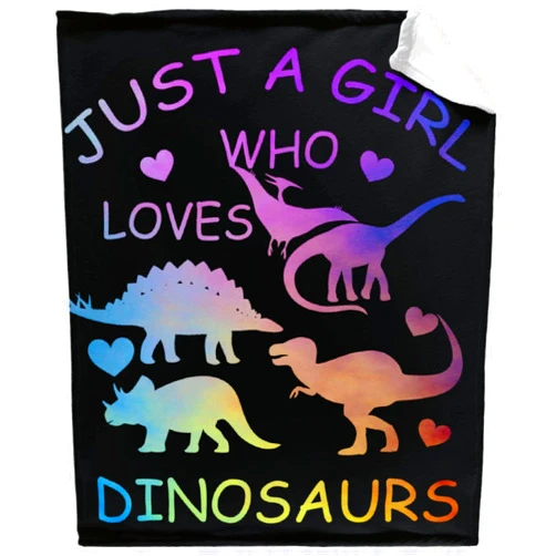 Daiitokuo Just A Girl Who Loves Dinosaurs - Dinosaur Theme Luxury Fleece Microfiber Lightweight Plush Ultra-Soft Throw Blanket Fuzzy Blankets for Bed Couch Sofa 40