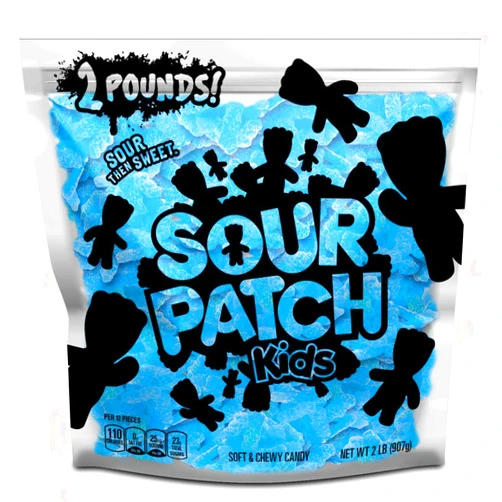SOUR PATCH KIDS Blue Raspberry Soft & Chewy Candy, 2 lb Bag Blue 2 Pound (Pack of 1)