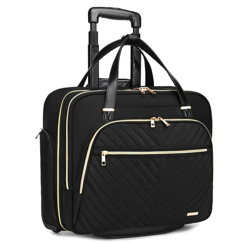 BAVERGE Rolling Laptop Bag for Women with Wheels, Rolling 15.6” Computer Briefcase Overnight Duffle bag for Women Carry on Travel Work Business
