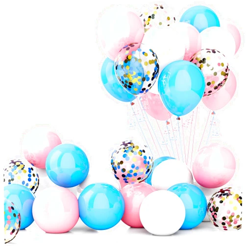 Deovige Macaron Pink and Blue Balloons Gender Reveal Balloons 60 Pcs 12 inch Baby Shower Balloon Decorations Pastel Blue Pink White Confetti Latex Balloons Set for Boy or Girl Birthday Party Wedding Supplies