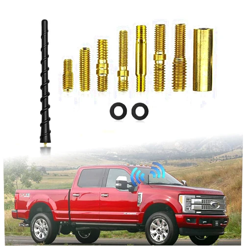 Ziciner 1 PC Car Spiral Antenna, 7In Auto Universal Toppers Waterproof ABS Rubber, Flexible Replacement Short Antenna Mast with Screw, Automotive Exterior Decor Accessories for Most Cars
