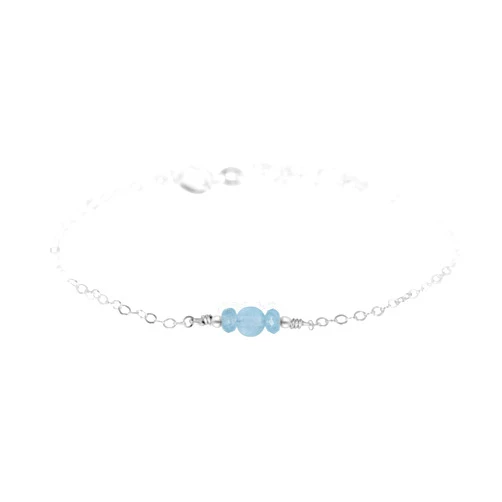 Luna Tide Aquamarine Dainty Bracelet in Sterling Silver