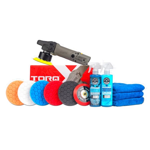 Chemical Guys TORQX Random Orbital Polisher Complete Car Detailing Kit - Pads, Pad Cleaner, Conditioner & Towels, Safe for Cars, Trucks, SUVs, Motorcycles & More, 700W 8mm Throw - 12-Piece